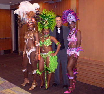 Aaron Paterson and Caribana Dancers Just after their performance at the UFCW 21st annual fundraiser in support of leukemia research.