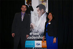 Aaron and Social Commitee Chair at event entertainment evening for CGA.