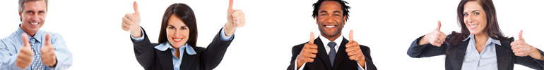 Photo of business people giving the thumbs up.