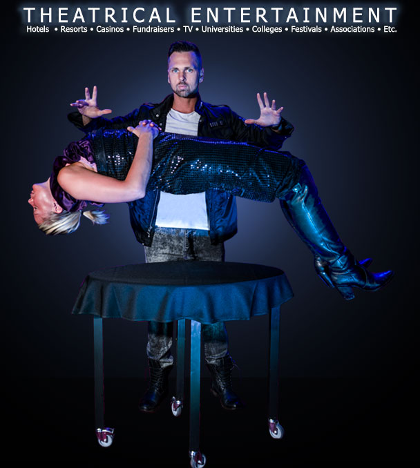 This of a photo of Canadian Illusionist, Aaron Paterson and his assistant