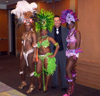 Aaron Paterson and Caribana Dancers Just after their performance at the UFCW 21st annual fundraiser in support of leukemia research.