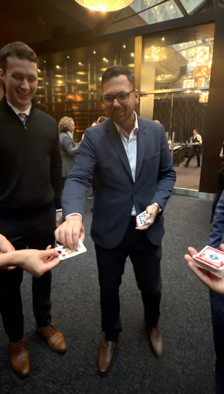 Toronto magician Aaron Paterson enetertains at a recent CIBC Global Asset Management event in the financial district.