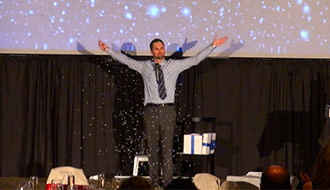 Kitchener, Corporate Entertainment professional presents his illusion show for Spaenaur.