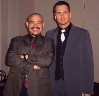 Aaron Paterson and the voice of the Toronto Raptors, Herbie Kuhn, just before their performance at the UFCW 21st annual gala in support of leukemia research.